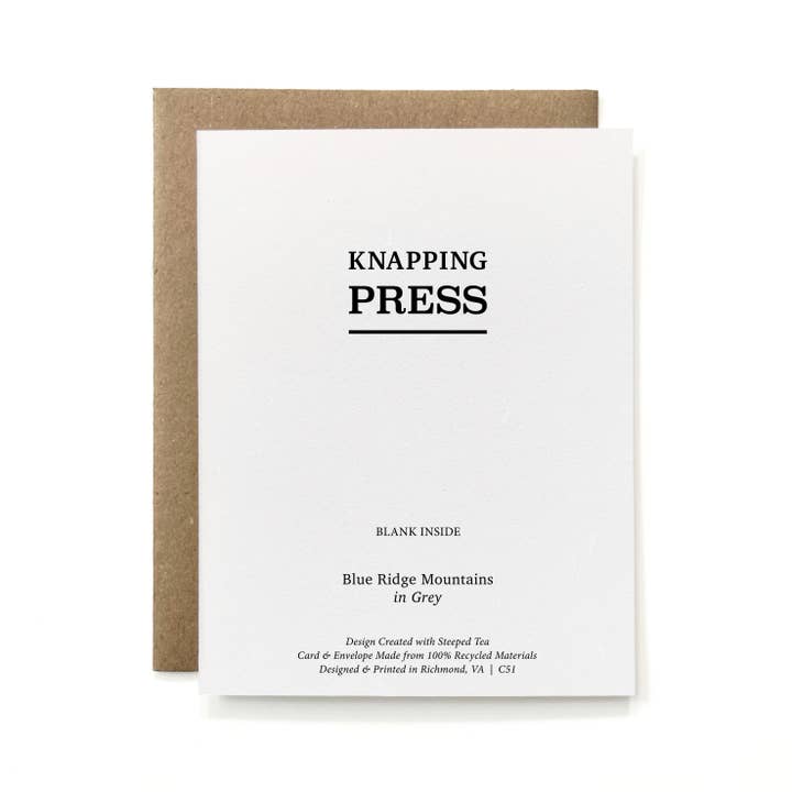 Knapping Press - Wholesale Stationery/Notecard Set - Set of 6 - 100% Recycled Blue Ridge Mountain Card Collection11