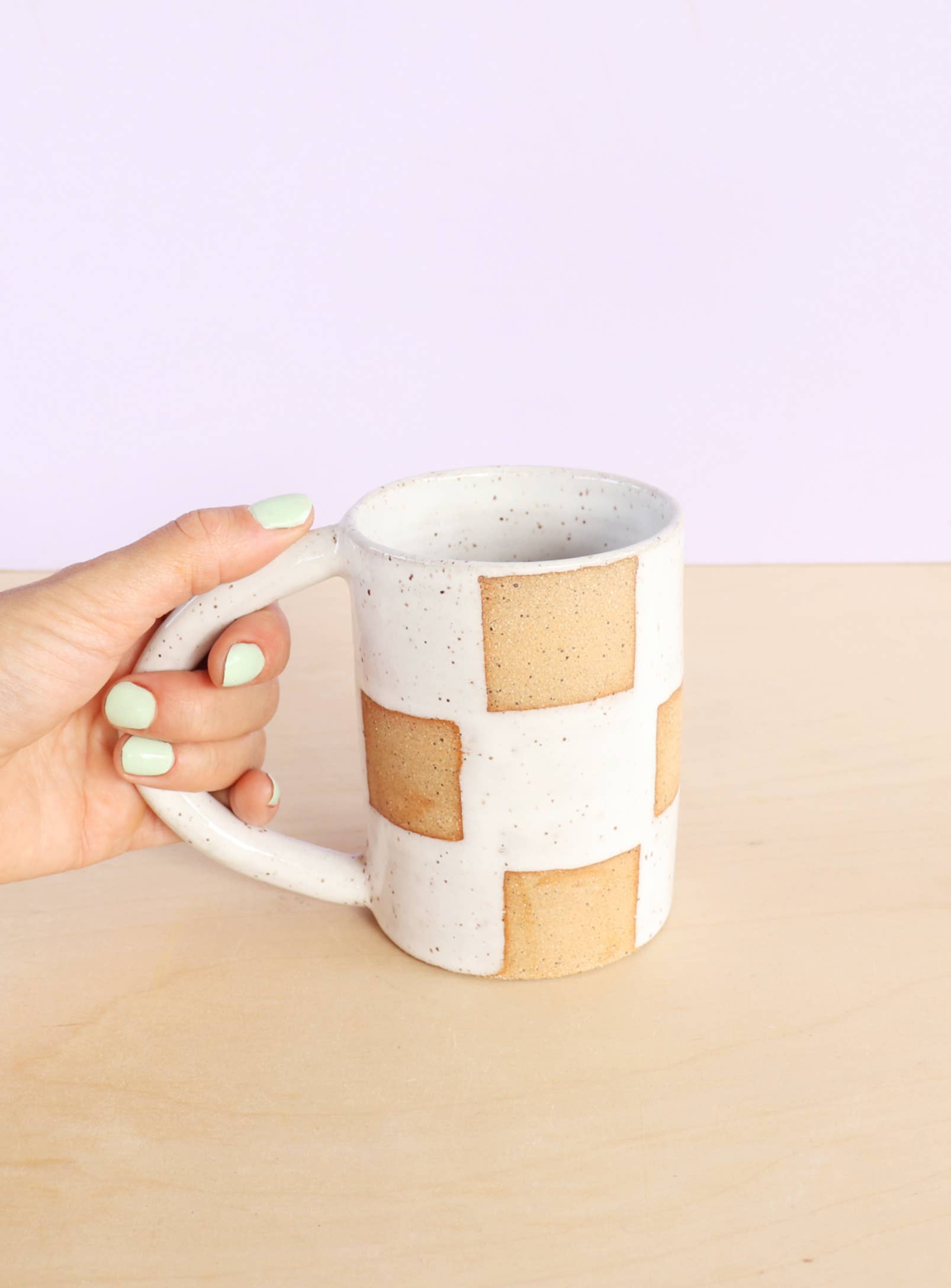 Nightshift Ceramics - Wholesale Coffee Mug - Checkerboard Ceramic Mug - 10 oz1