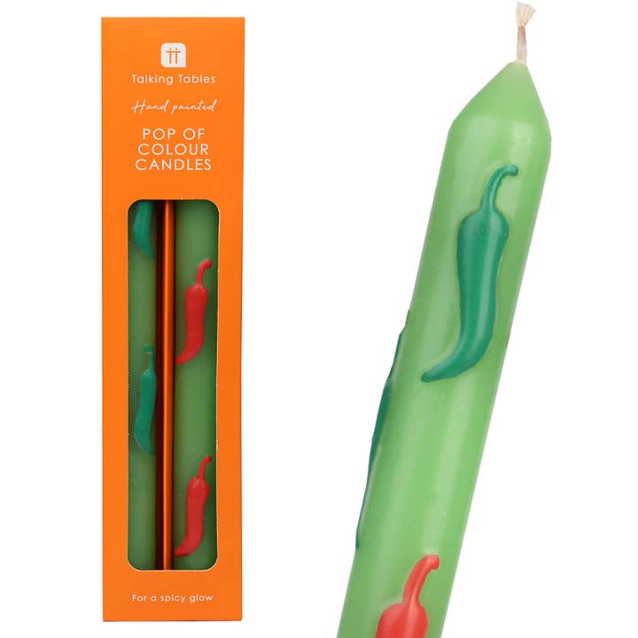 Bougies de Dîner au Piment Vert - Pack de 2 pour la vente par Talking Tables EU