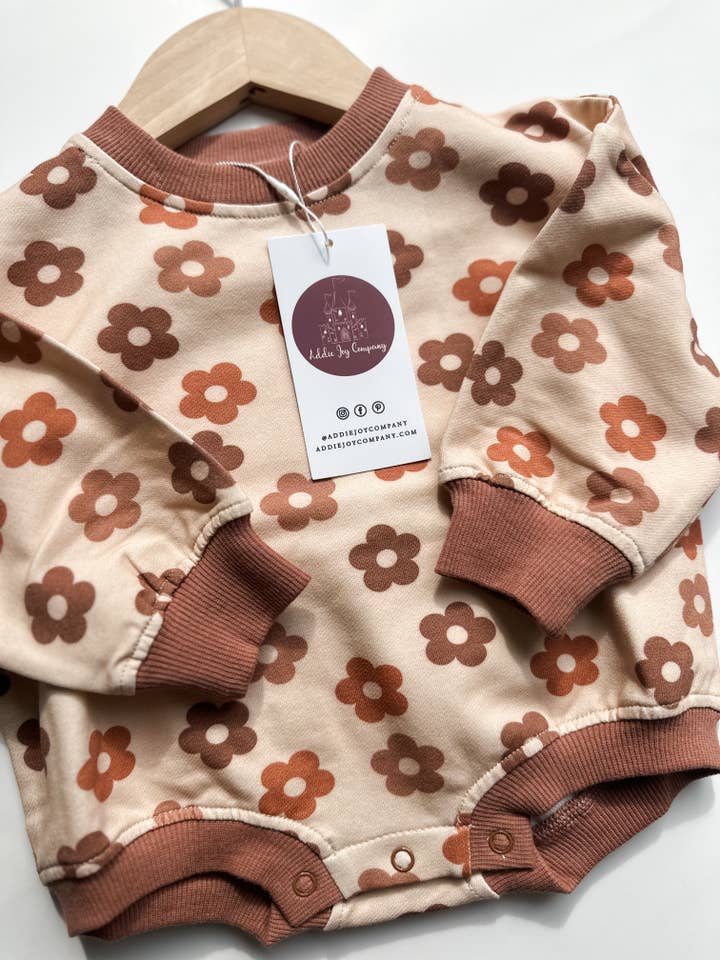 Addie Joy company - Wholesale Jumpsuit - Baby - Oversized Cozy Romper - Spiced Daisy2