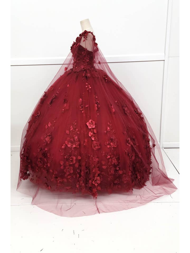 Chicas - Venta al por mayor Vestido de fiesta - Mujer - Vestido de Quinceañera con Flores y Capa Dividida CHF30188