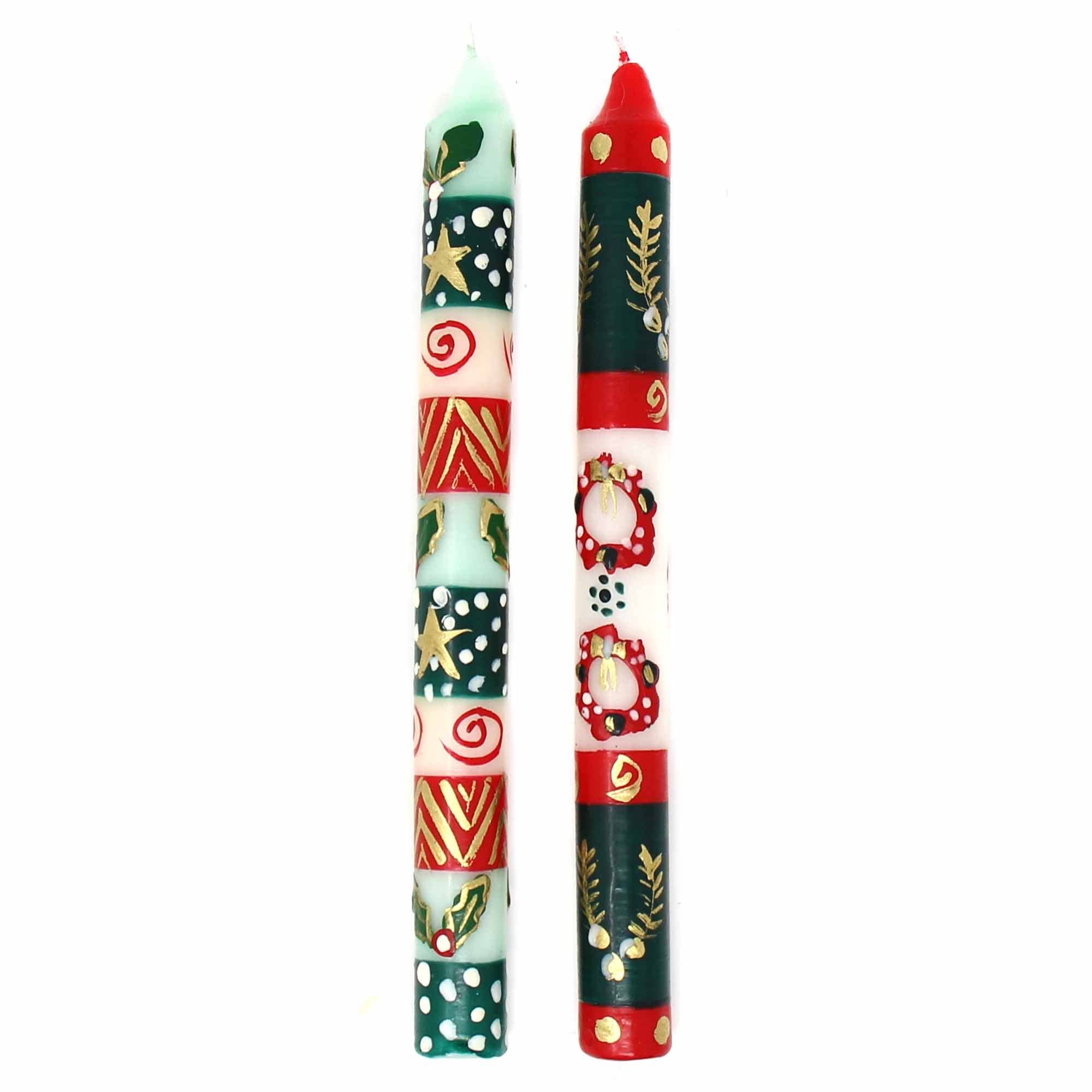 Global Crafts – wholesale Avsmalnande ljus – Jul handmålade middag ljus par4