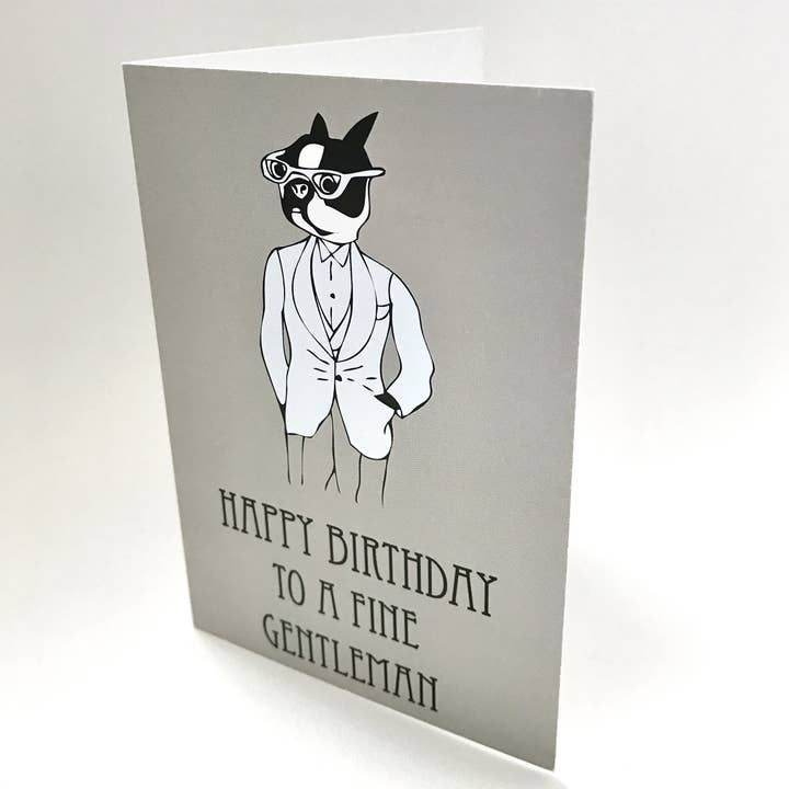 Boston Terrier Carte de vœux joyeux anniversaire pour la vente par Hondo Supply Co