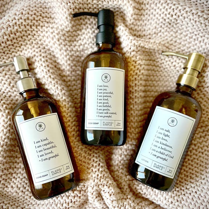 Plains + Simple - Wholesale Soap Dispenser - I Am Kind Amber Glass Reusable Soap/Lotion Dispenser14