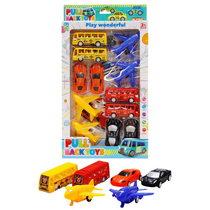 Cap Zone - Wholesale Toy car/truck – Child - Diecast Pull Back Car 12 pcs Toy Set1