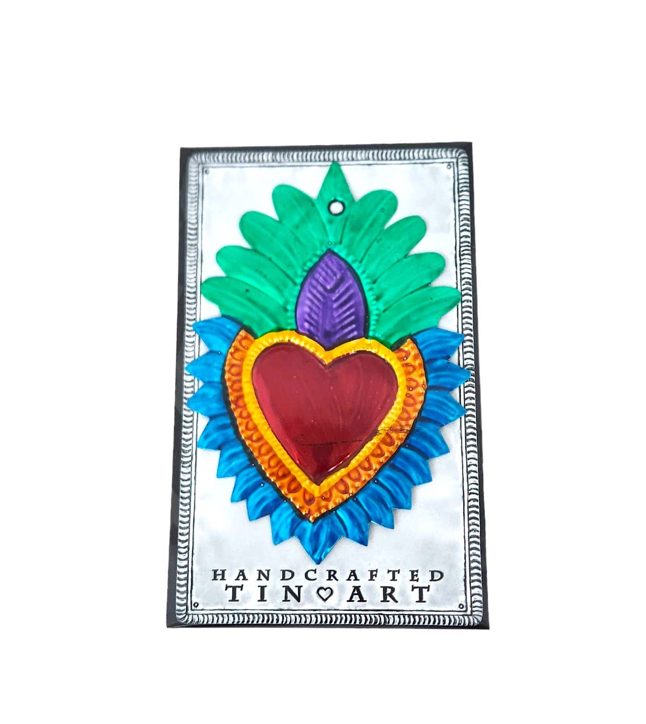 Sedona Spirit - Wholesale Wall Accent - Tin Multi Colored Heart - Leaf1