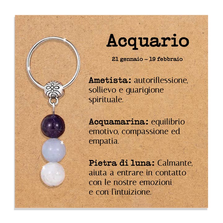 Portachiavi Con Cristalli Naturali Curativi - Segni Zodiacali - Acquario per la vendita all'ingrosso da parte di DINAWeb Srls