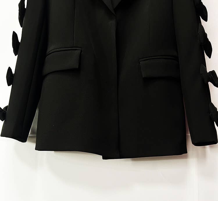 Sanyao Fashion - Vente Veste de tailleur – femme  - Veste de costume mi-longue rouge chic à manches à nœud papillon SY25418