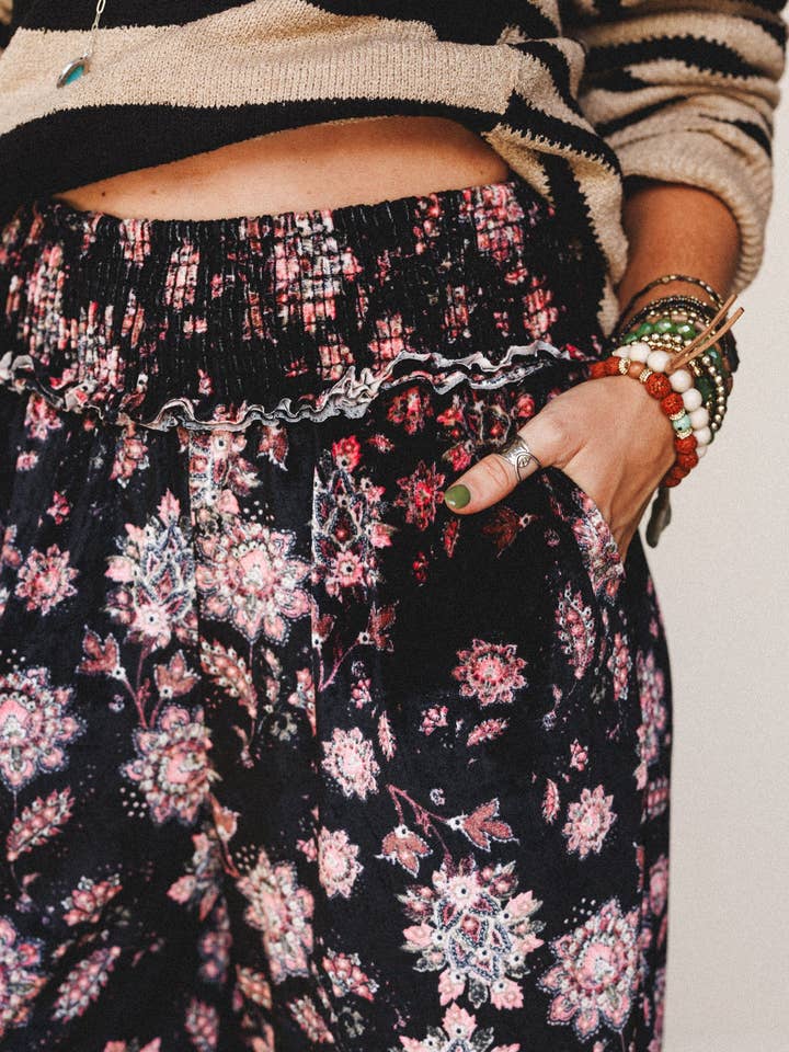 Gather Together Velvet Wide Leg Pants - Black for wholesale on Faire2