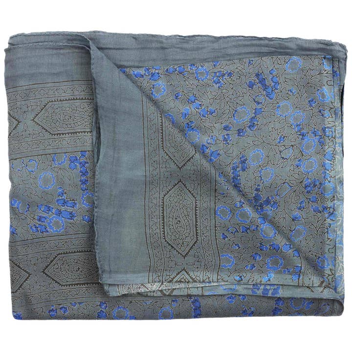 Tribal Trade GmbH - Wholesale Scarf - Women's - Cotton towel Pareo Sarong Indian pattern 01 grey-blue2
