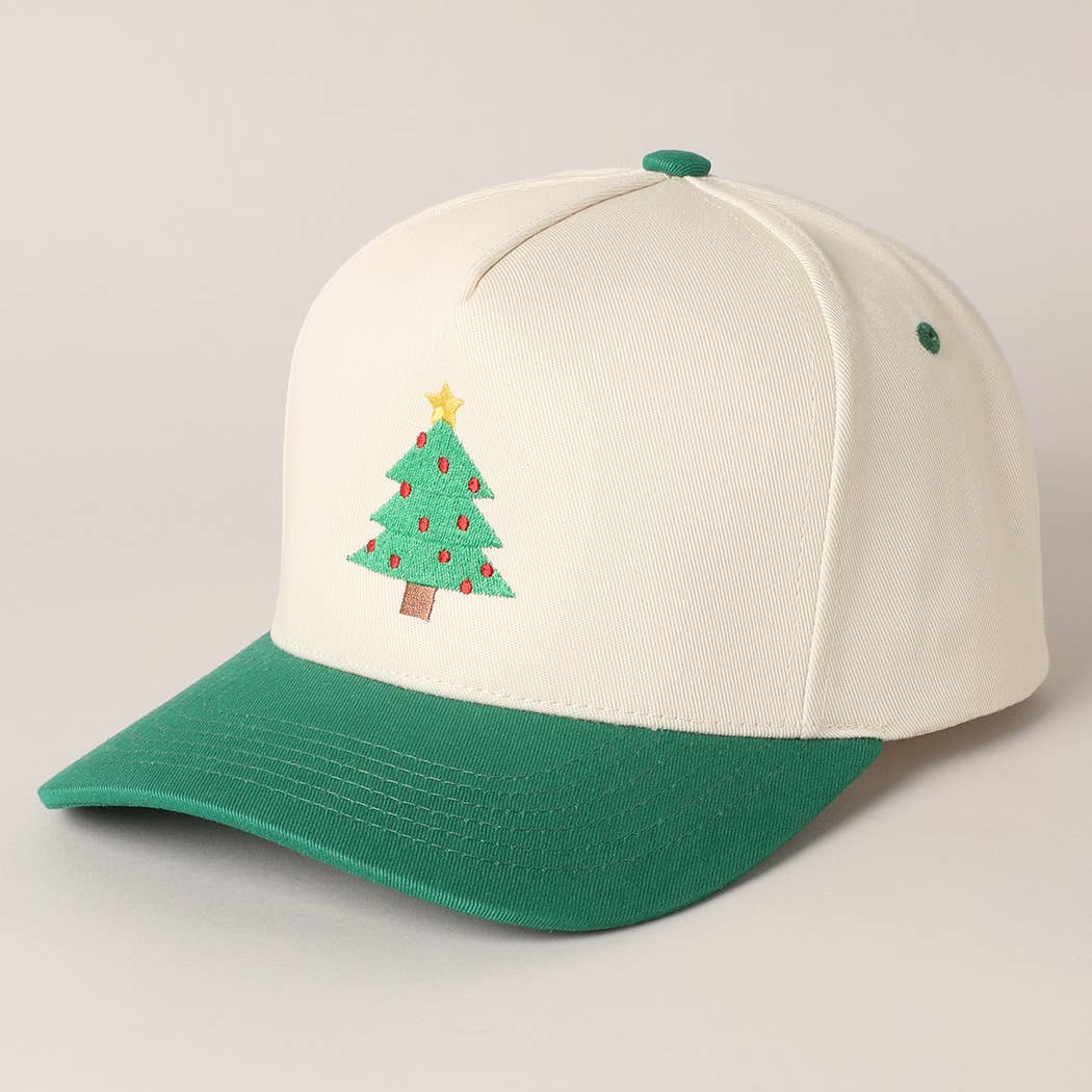 Fashion City – wholesale Baseball cap – Women's – Christmas Tree Embroidery Canvas Baseball Cap4