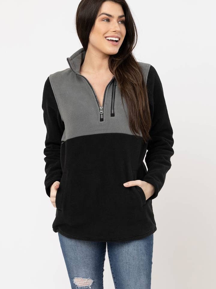 Veste polaire d'allaitement - Fermeture éclair cachée - Noir pour la vente par Nursing Queen