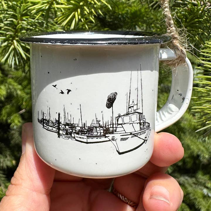 Salty Port Mini Canecas de Esmalte Campfire 3 oz para Espresso “Ornaments” por atacado de Salty Raven Glassware