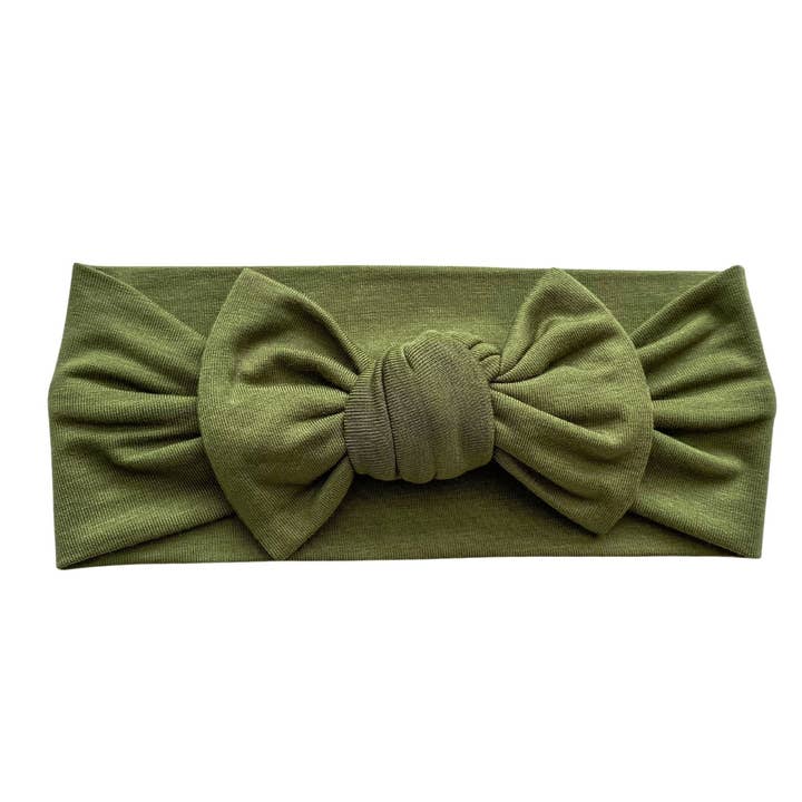 Diadema con lazo verde oliva para bebés para venta al por mayor de Harp Angel Boutique