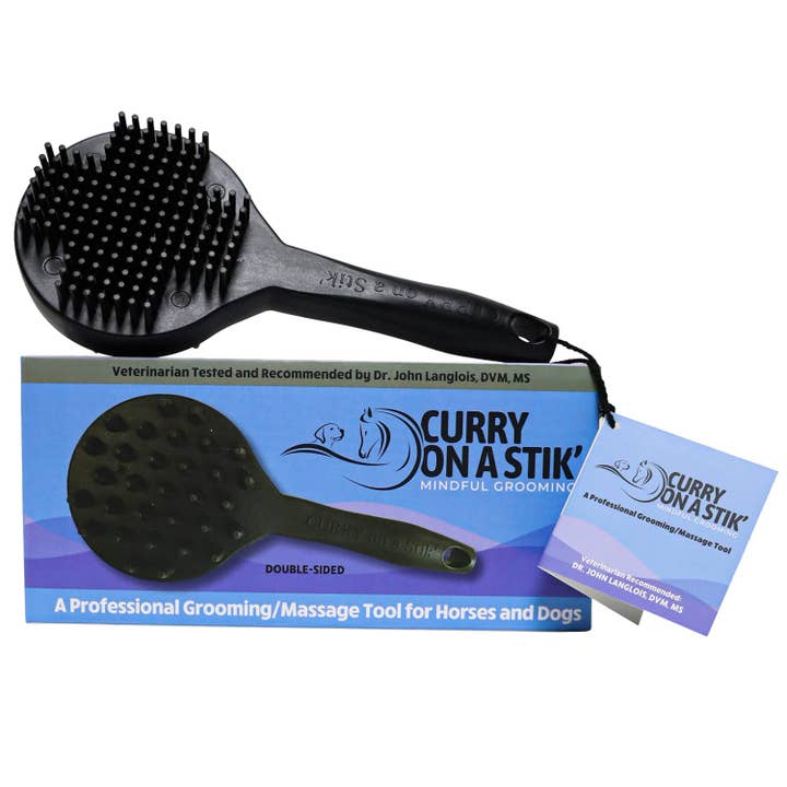Curry On A Stik' - Therapeutic Curry Comb for Horses, Dogs, and Cats for wholesale by Curry on a Stik