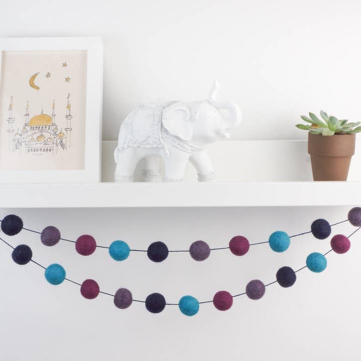 AKUKU - Wholesale Bunting/garland - Pom Pom Garland. Eid Mubarak. Eid Decoration. Ramadan Decoration. Felt Balls Garland. Felt Pompom Garland. Ramadan Decor3