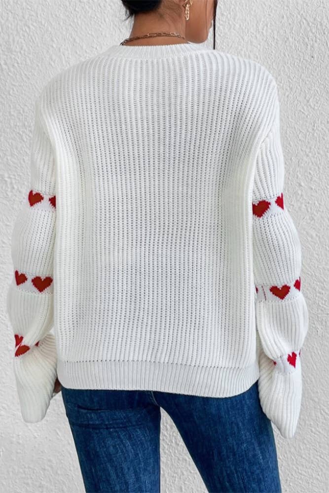 UNISHE - Wholesale Knit Sweater - Women's - Valentine's Day Heart Jacquard Sweater ZK10603