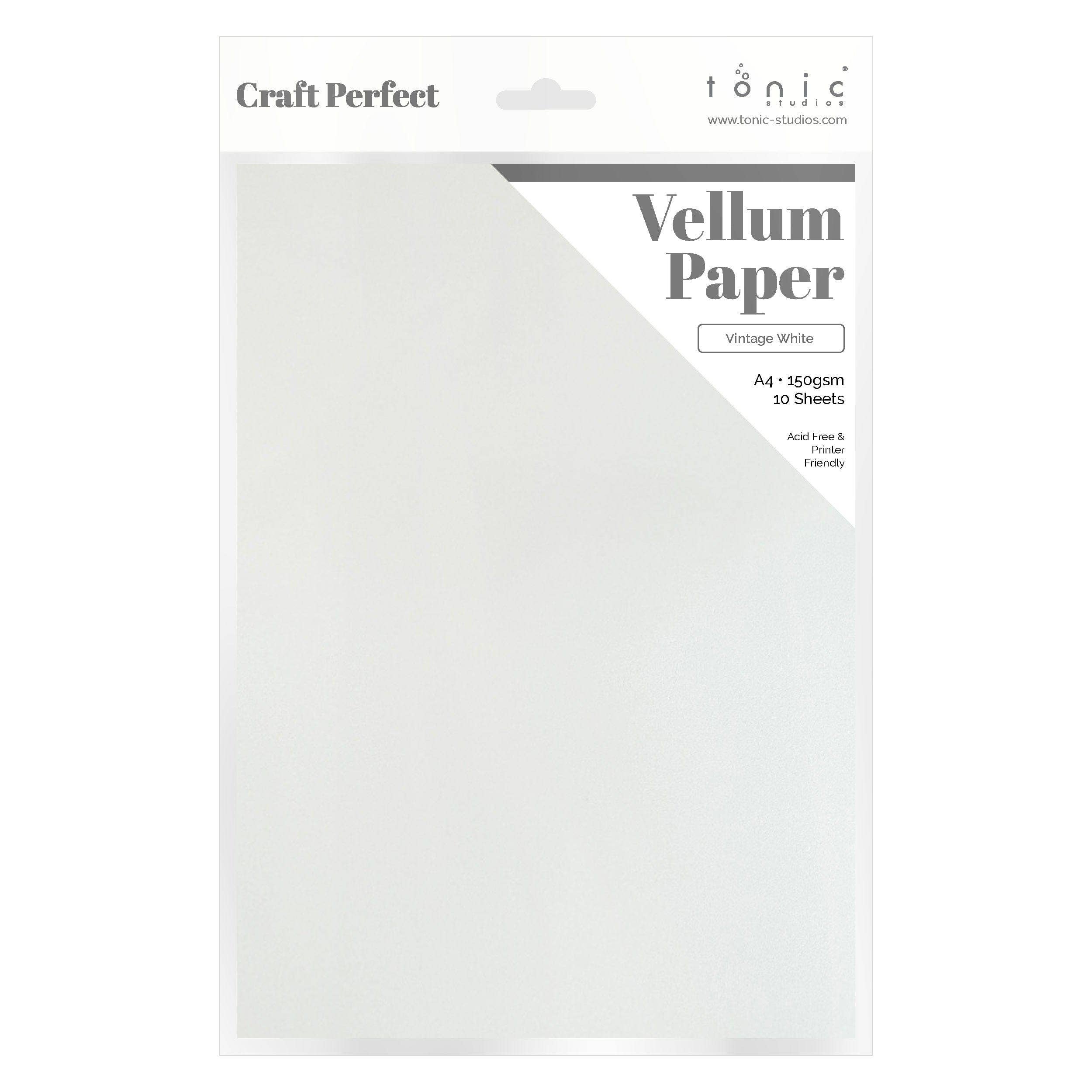Tonic Studios – wholesale Craft supplies – Multipack of 4 - Vellum Paper - Vintage White - A4 - 9996E41