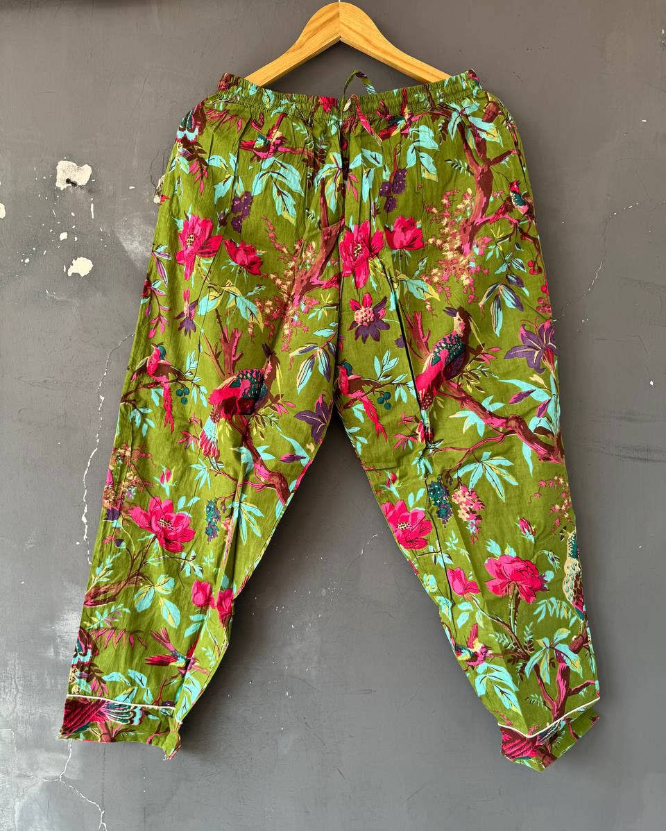 bhavnas boutique – Conjunto de pijama - Mulher por atacado – Conjunto de Pijama de Algodão com Estampa de Pássaros Conjunto de Lounge Conjuntos de PJ3