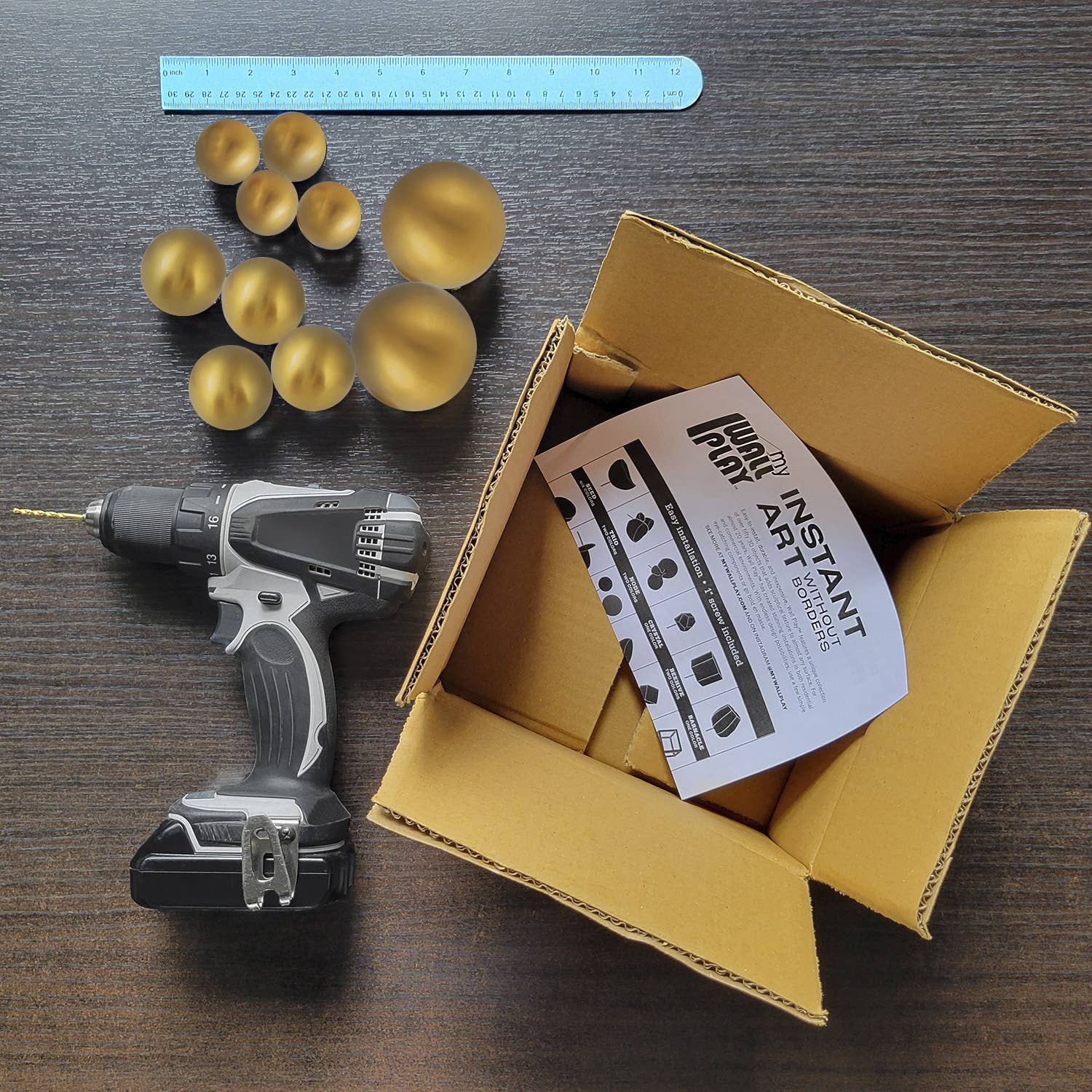 Gold Leaf Design Group – Arte de parede dimensional/3D por atacado – Wall Play™: Orbe, Dourado Fosco, Conjunto/102