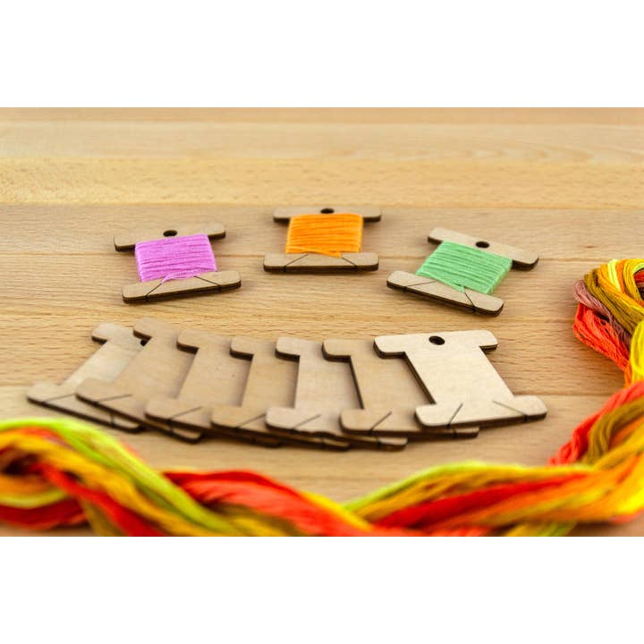Embroidery craft - Wholesale Craft supplies - Wooden thread bobbins embroidery floss organizers BB-0012