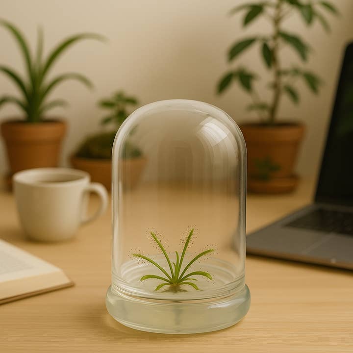 bloomify - Wholesale Live plant - Bloomify Live Drosera Capensis Cape Sundew in glass terrarium (2.5" x 2.5" x 3.2") – Maintenance-Free Carnivorous Plant, Natural Fungus Gnat, Pet-Safe, Unique Carnivorous Plant Terrarium Gift for Enthusiasts, Collectors, & Nature Lovers3