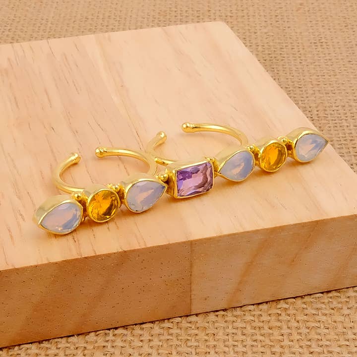 Anelli con Pietre di Ametista Opalite Citrino Regolabili per la vendita all'ingrosso da parte di El Joyero
