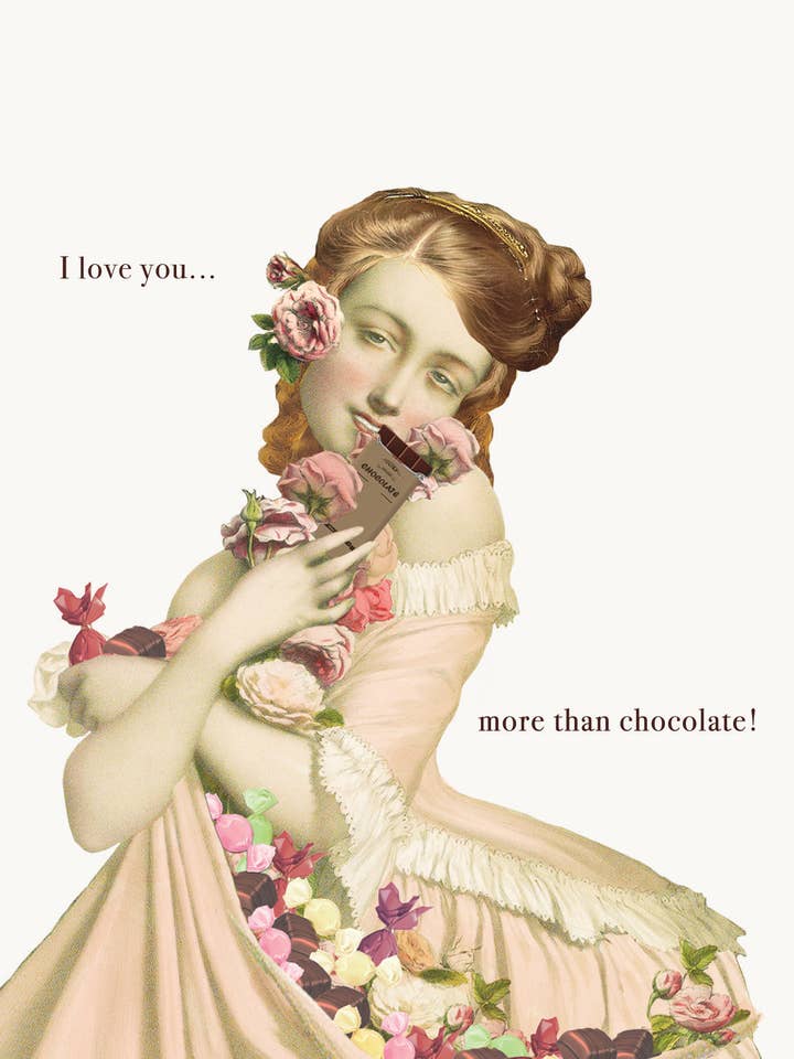 I love you more than chocolate A2 greeting card for wholesale by P. Flynn Design / Phun House