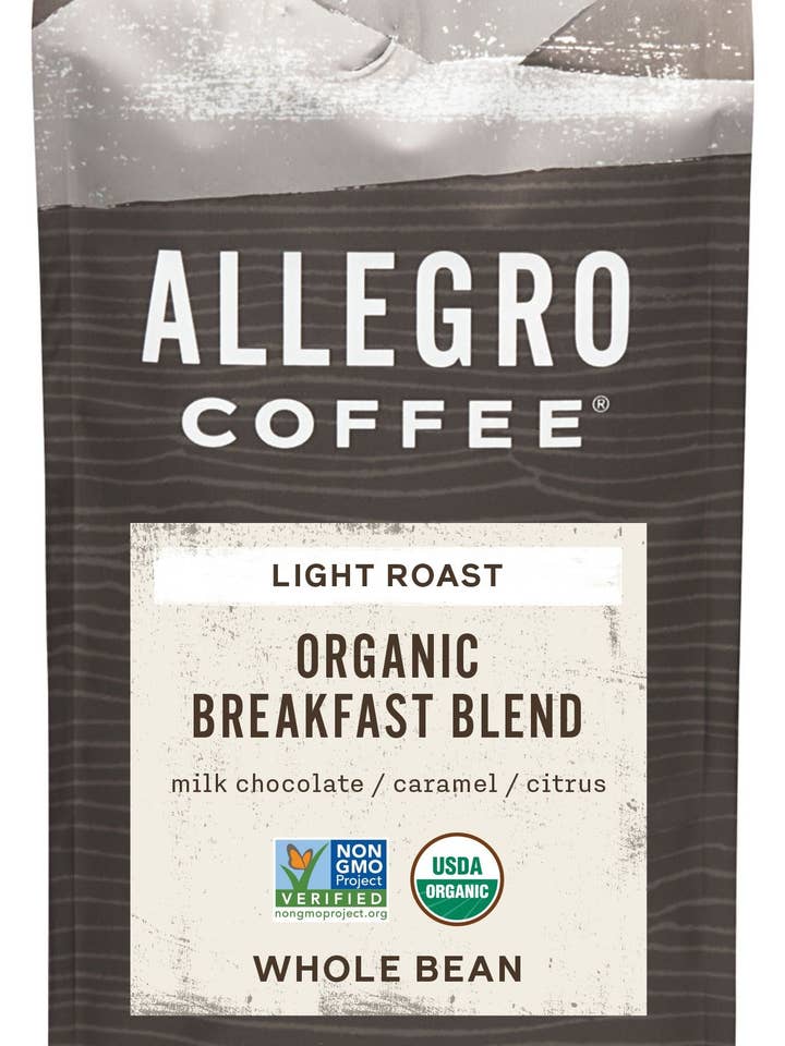Organic Breakfast Blend Coffee - Whole Bean for wholesale by Allegro Coffee