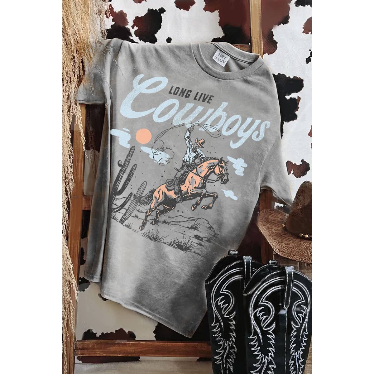 HRTandLUV - Wholesale T-Shirt (Graphic) - Women's - LONGLIVE COWBOYS MINERAL GRAPHIC TEE