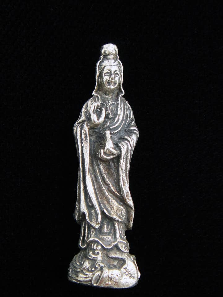 Brass Deity Statuette -Small- Quan Yin (mini) for wholesale by Tika