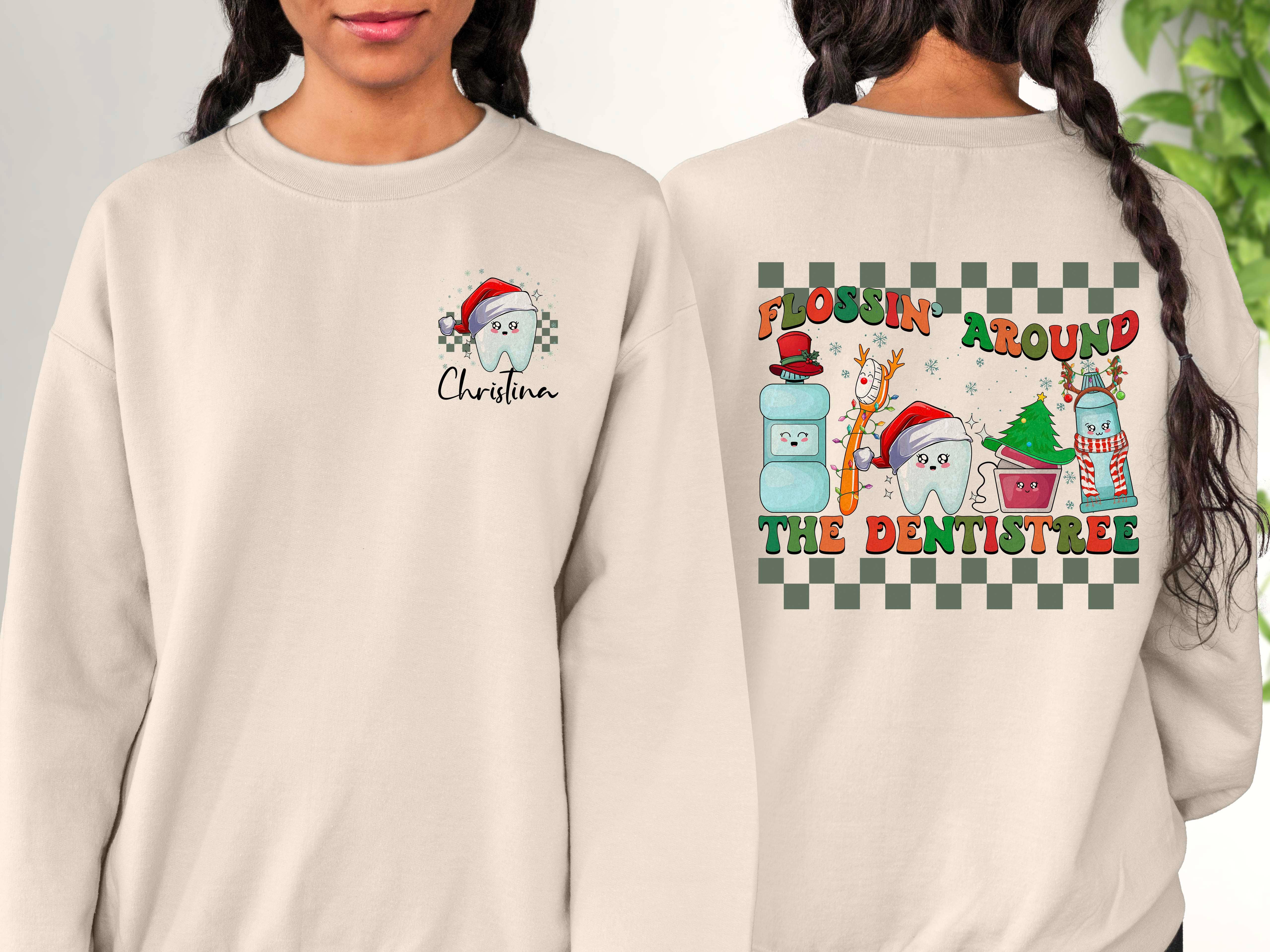 NVC Ecommerce LLC – wholesale Sweatshirt med tryck - Dam – Anpassad tandläkarjultröja, tandhygientröja2