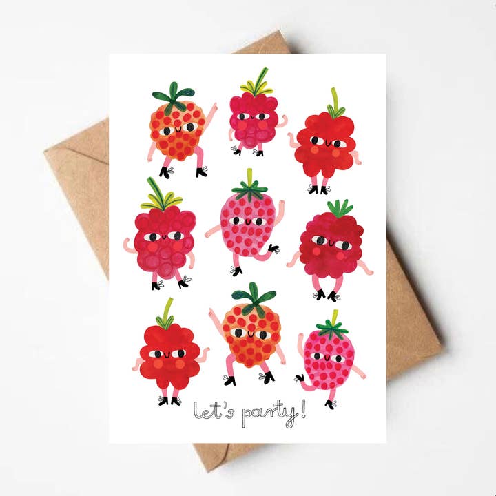 Tarjeta Frambuesas de fiesta para venta al por mayor de Daria Solak Illustrations