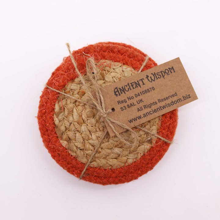 AW Artisan – Engroshandel Dug – Underlag - Jute og Bomuld 10cm (sæt med 4) - Orange Border