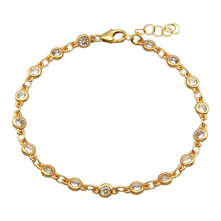 Bracelet chaîne en zircone cubique pour la vente par Rebecca Torres Jewelry