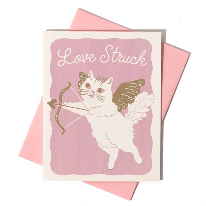 Gatto Innamorato - Biglietto di Auguri Risograph per la vendita all'ingrosso da parte di Bromstad Printing Co.