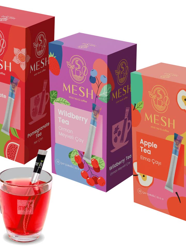 Fruit Tea Bundle Mesh Sticks (4 Packs Each Flavor) for wholesale by Cup Sticks