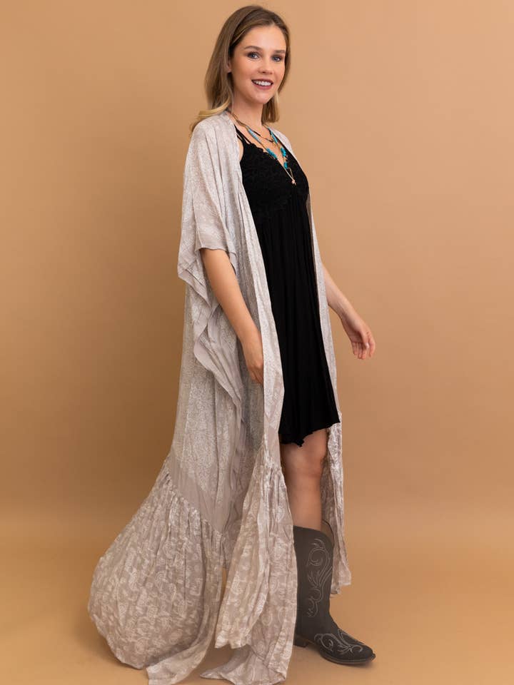Leto Accessories - Wholesale Kimono - Women's - Free Flow Paisley Longline Kimono - Bestseller 😍10
