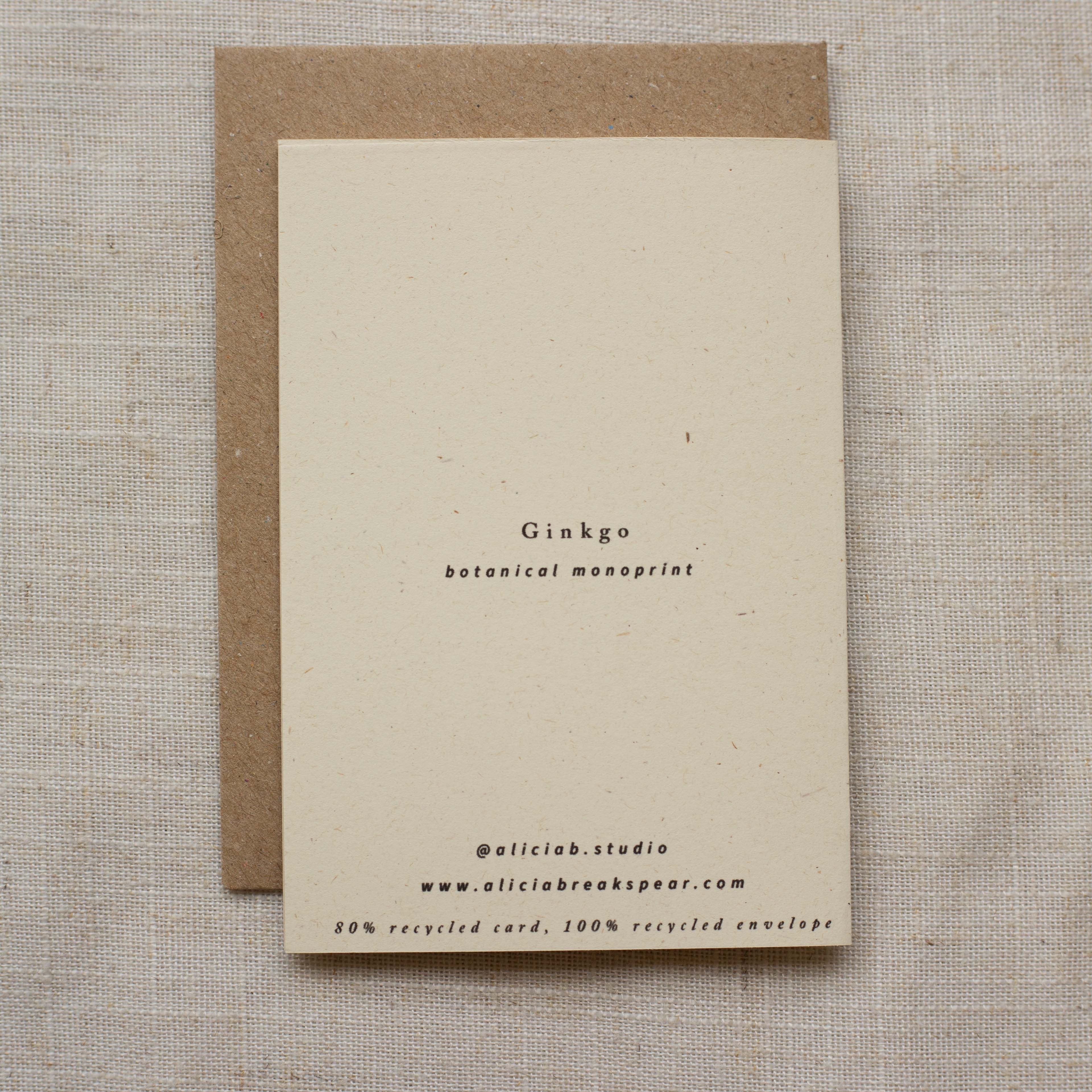 Alicia Breakspear – wholesale Thank you card – Mini A7 Thank You Card Botanical Art - Ginkgo Leaf 1