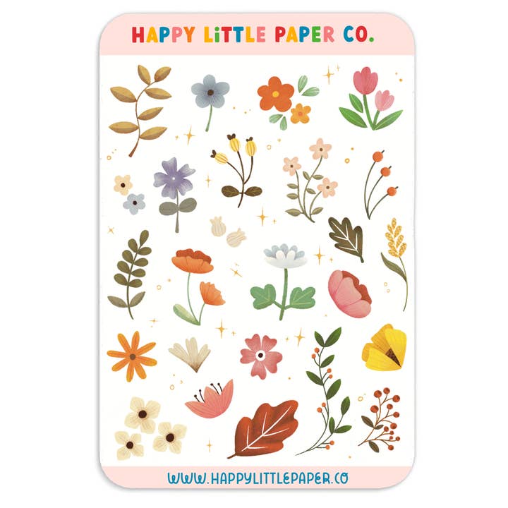Feuille de stickers floraux pour la vente par Happy Little Paper Co