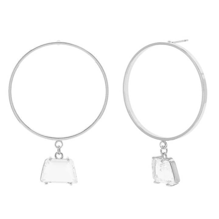 Hoop drop glass stone earrings for wholesale by Morana