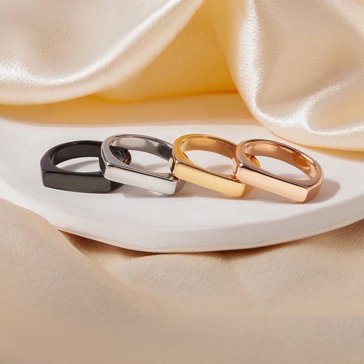 Horizontaler Barrenring - Edelstahl - Gravurring für den Großhandel von Anavia