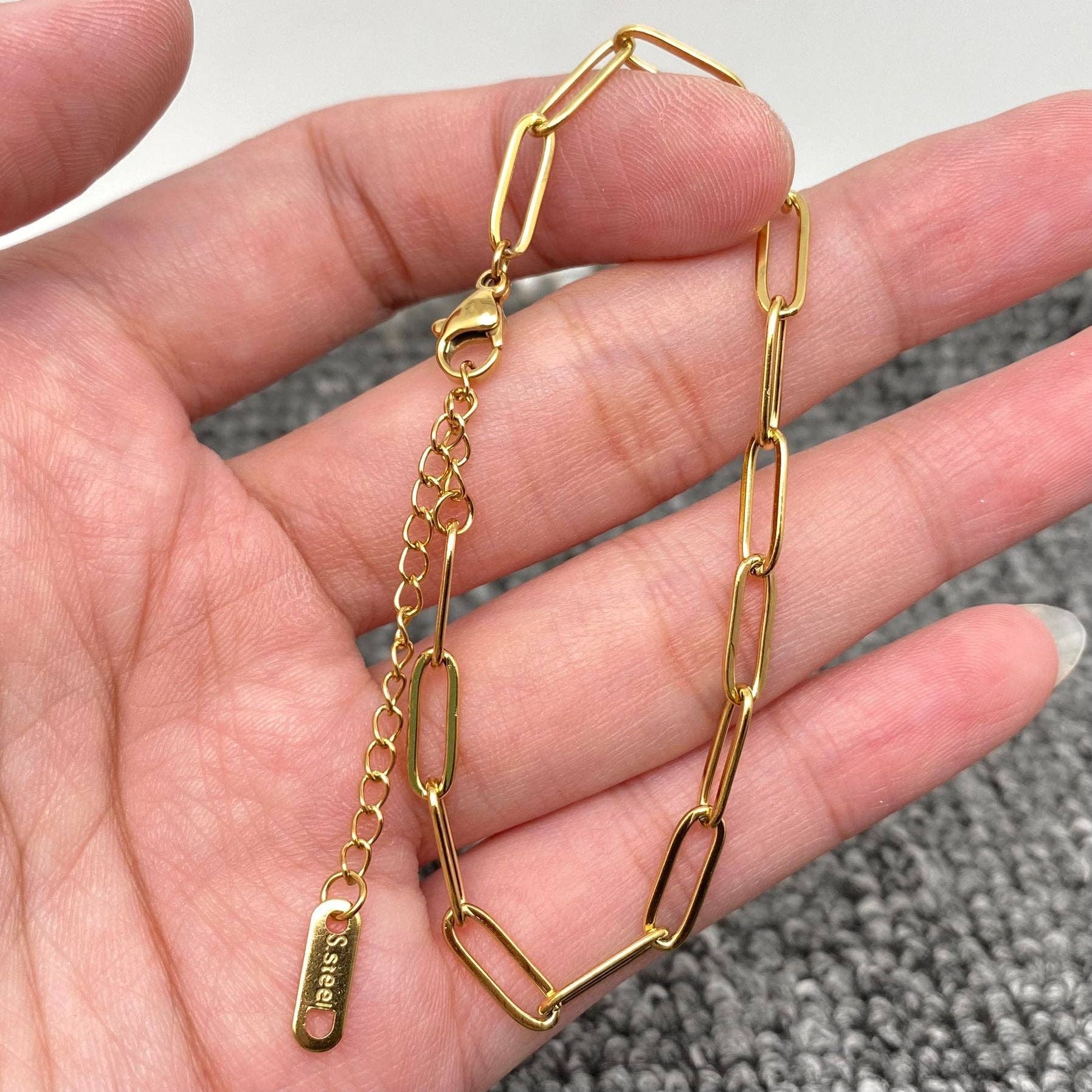 Mio Queena - Wholesale Link & Chain Necklace - Multi Style 18K Golden SS bracelet Chain DIY Accessories-FGS23