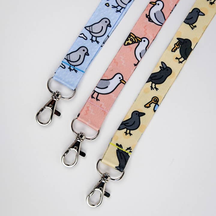 City Birds Lanyard Set | 3-Piece Set: Crows, Seagulls, and Pigeons for wholesale by Lindsay Braman Studios
