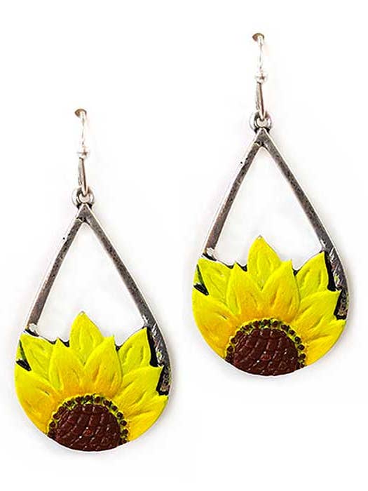 ( K243 ) SUNFLOWER TEAR EARRING for wholesale by Jewelry Max