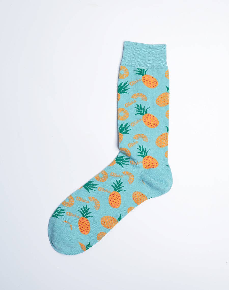 Just Fun Socks - Wholesale Socks - Men's - Men's Aloha Pineapple Tropical Crew Socks2