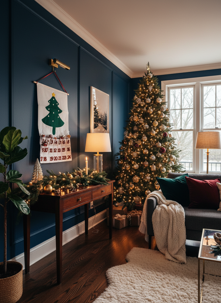 Gia Roma – Großhandel Adventskalender – Wiederverwendbarer Adventskalender aus Filz mit hängenden Plüschornamenten1