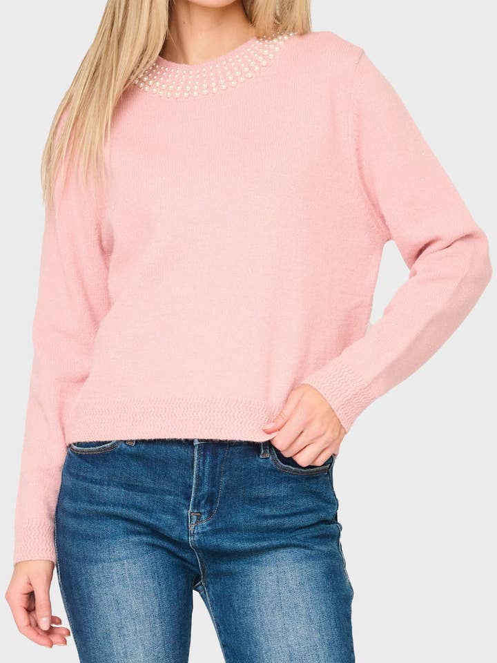 Camisola Soiree Com Gola Embelezada Pérola por atacado de Gibsonlook