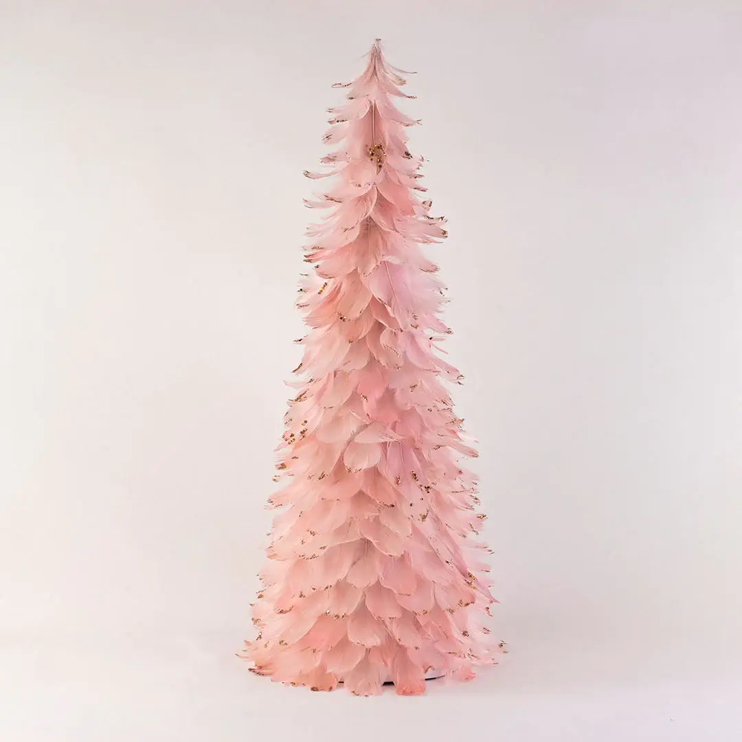 Zucker Feather Products - Wholesale Christmas Decoration - Feathered Pink Christmas Tree4