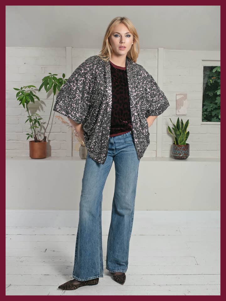 Cassie Kimono In Gunmetal for wholesale by NOOKI DESIGN LTD